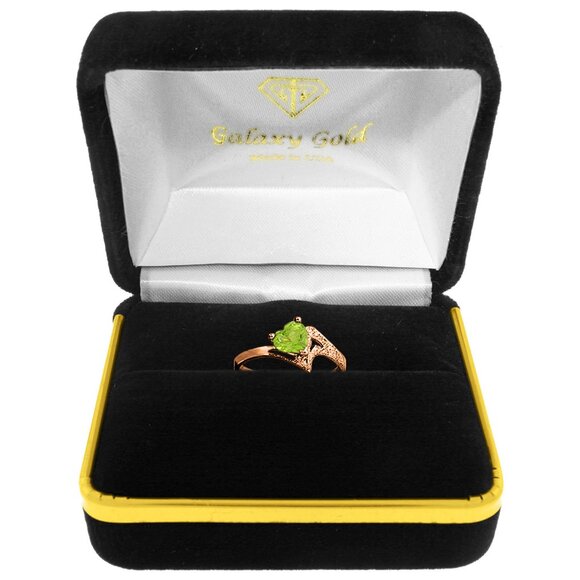 14k Rose Gold Heart Peridot Ring US Size 7 Made in USA Solid Gold Genuine Gem - Picture 6 of 14
